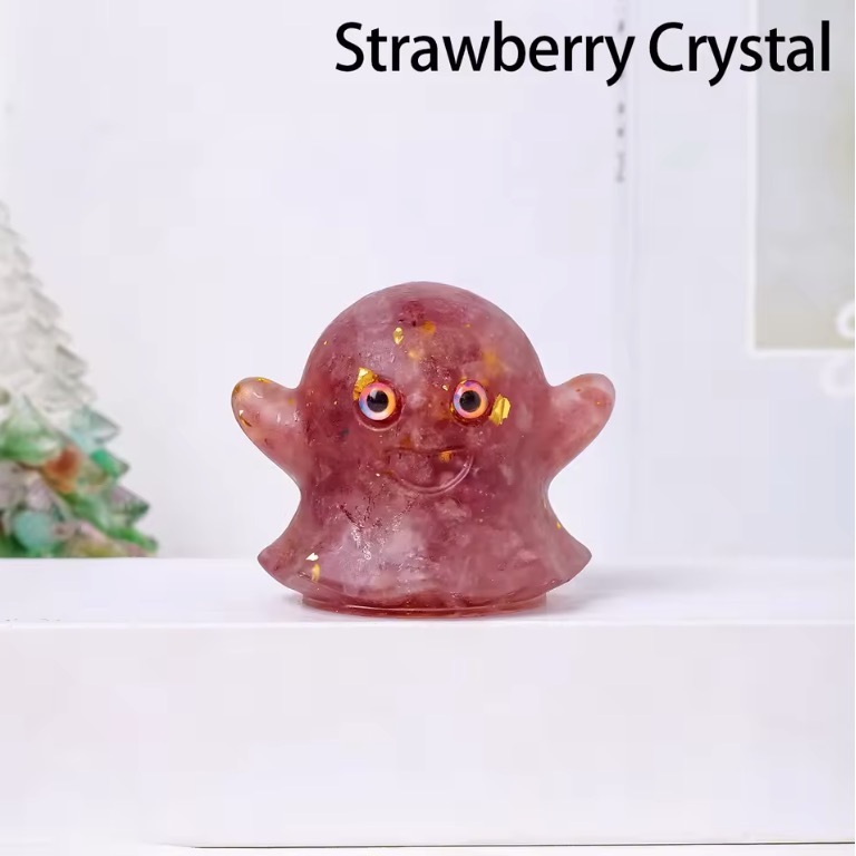 1PC Natural Crystal Crushed Stone Epoxy Resin Ghost Shape Meditation Gift For Home Decor DIY Magic Witch Crystal Delicate Gift