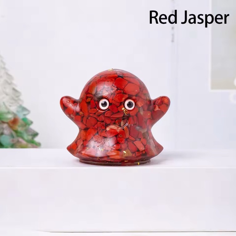 1PC Natural Crystal Crushed Stone Epoxy Resin Ghost Shape Meditation Gift For Home Decor DIY Magic Witch Crystal Delicate Gift