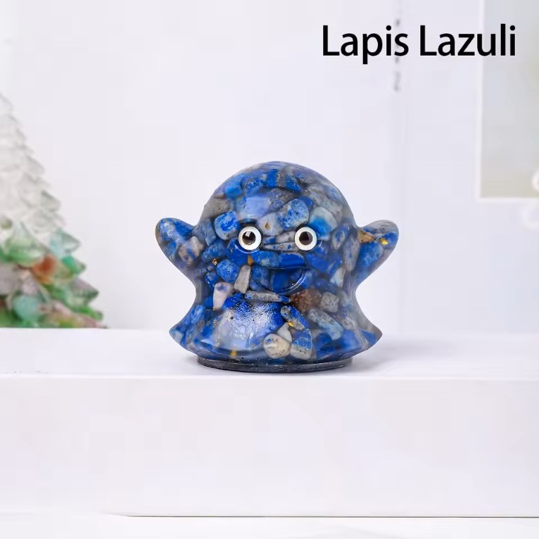 1PC Natural Crystal Crushed Stone Epoxy Resin Ghost Shape Meditation Gift For Home Decor DIY Magic Witch Crystal Delicate Gift