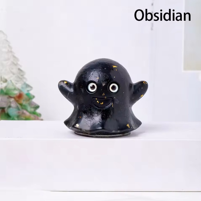 1PC Natural Crystal Crushed Stone Epoxy Resin Ghost Shape Meditation Gift For Home Decor DIY Magic Witch Crystal Delicate Gift