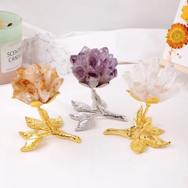 Natural crystal cluster flower crystal tree ornaments crystal raw stone single crystal DIY flower tree