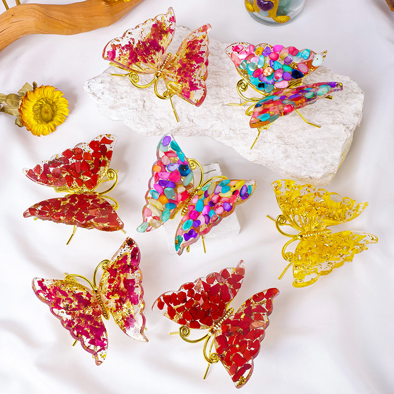 1PC Crystal Statue Dropper resin Reiki Stone Butterfly Wing Ornament for Wedding Party Indoor/Outdoor Yard Decor Summer Gif