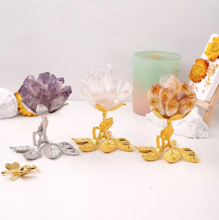 Natural crystal cluster flower crystal tree ornaments crystal raw stone single crystal DIY flower tree