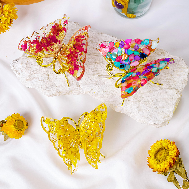 1PC Crystal Statue Dropper resin Reiki Stone Butterfly Wing Ornament for Wedding Party Indoor/Outdoor Yard Decor Summer Gif