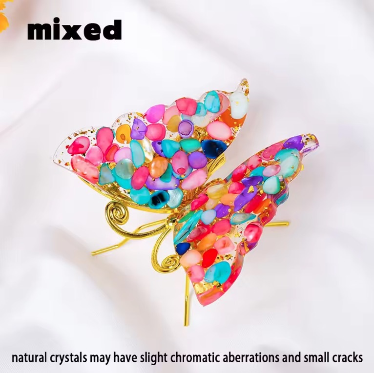 1PC Crystal Statue Dropper resin Reiki Stone Butterfly Wing Ornament for Wedding Party Indoor/Outdoor Yard Decor Summer Gif