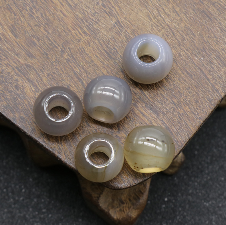 Agate jade crystal 12mm 5mm large hole beads loose beads handmade DIY bracelet necklace earrings jewelry