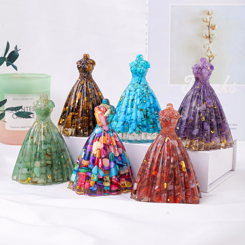 Natural Crystal Macadam Drop Glue Resin Angel Reiki Healing Figurine Home Decoration Trinket Craft Gift Household Supplies