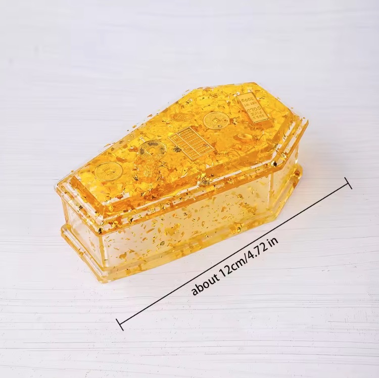 Natural Crystal Macadam Gumming Resin Coffin Shape Healing Crystals Craft Gift Room Decor Reiki Gem Home Gift