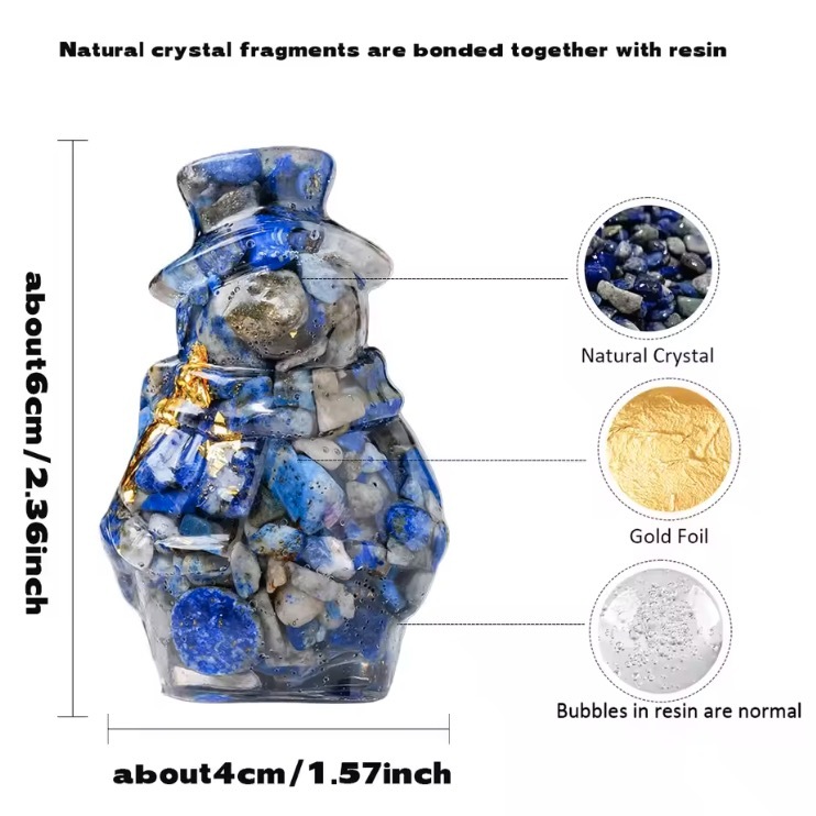 Natural Crystal Resin Macadam Stone Cute Cartoon Santa Claus Image Decor Home  Decor Holiday Gift