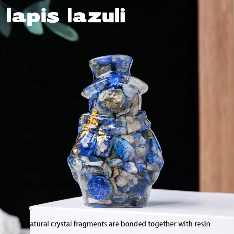 Natural Crystal Resin Macadam Stone Cute Cartoon Santa Claus Image Decor Home  Decor Holiday Gift