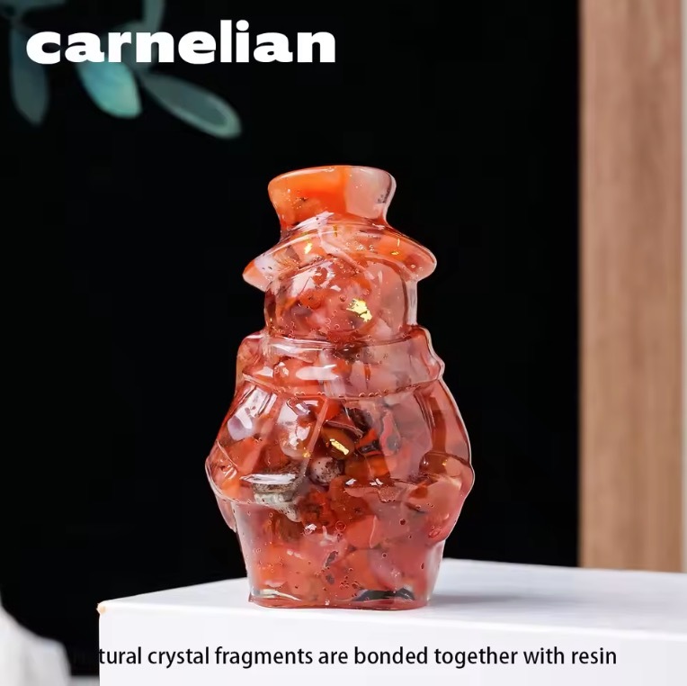 Natural Crystal Resin Macadam Stone Cute Cartoon Santa Claus Image Decor Home  Decor Holiday Gift