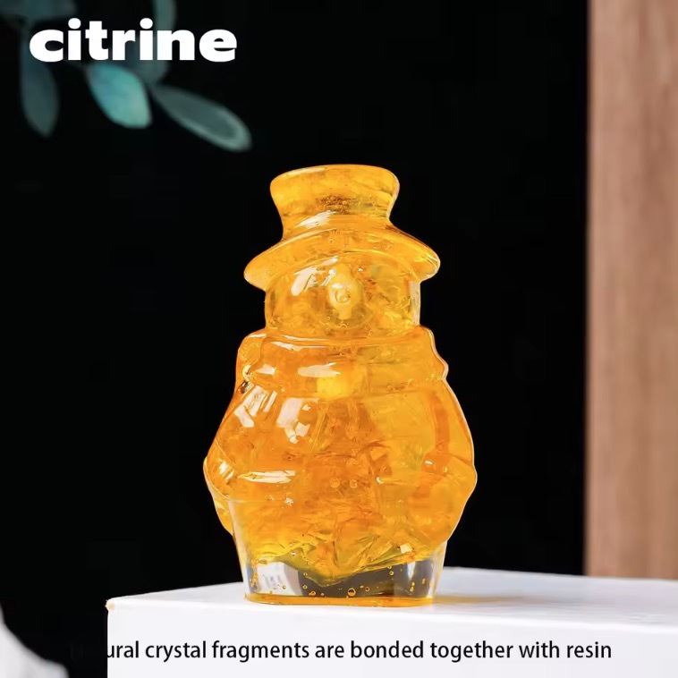 Natural Crystal Resin Macadam Stone Cute Cartoon Santa Claus Image Decor Home  Decor Holiday Gift