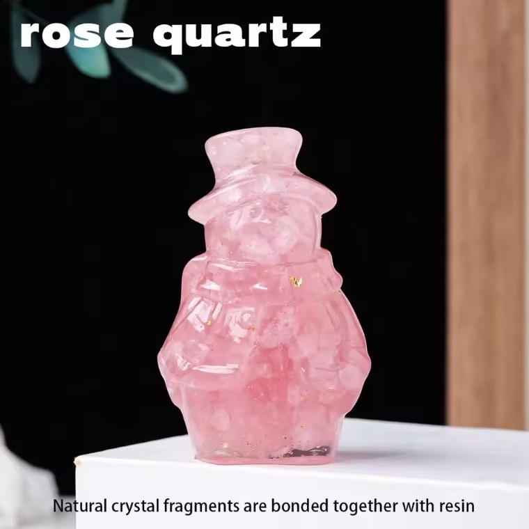 Natural Crystal Resin Macadam Stone Cute Cartoon Santa Claus Image Decor Home  Decor Holiday Gift