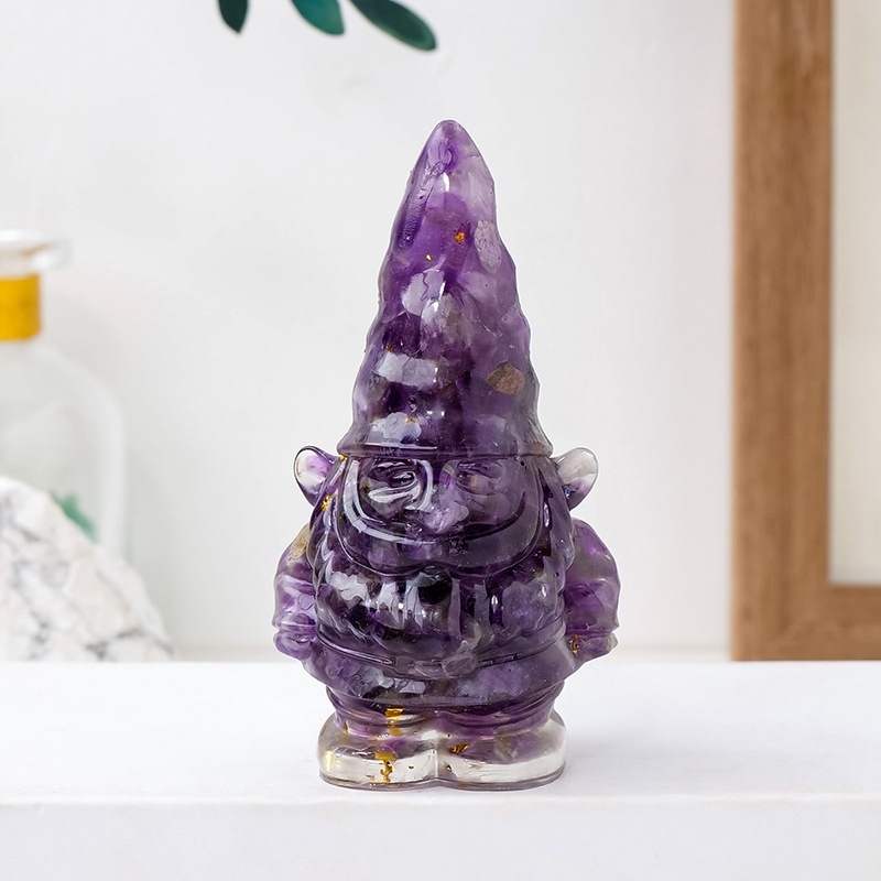 Natural crystal gravel dripping glue goblin elf resin faceless doll dwarf ornaments