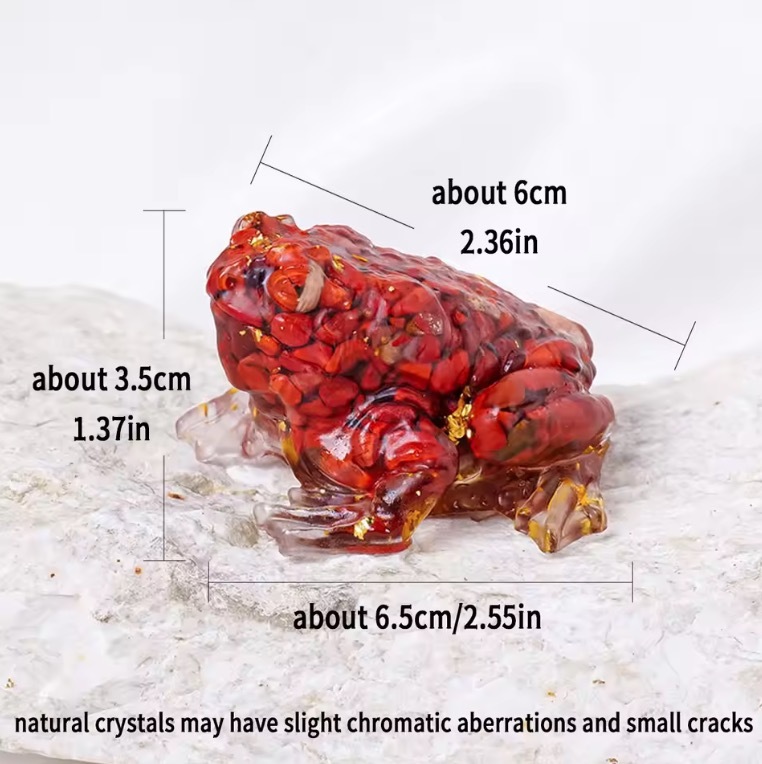 Natural Crystal Crushed Stone Epoxy Resin Bufonid Meditation Gift Home Decor DIY Magic Witch Animal Image Decoration Gift