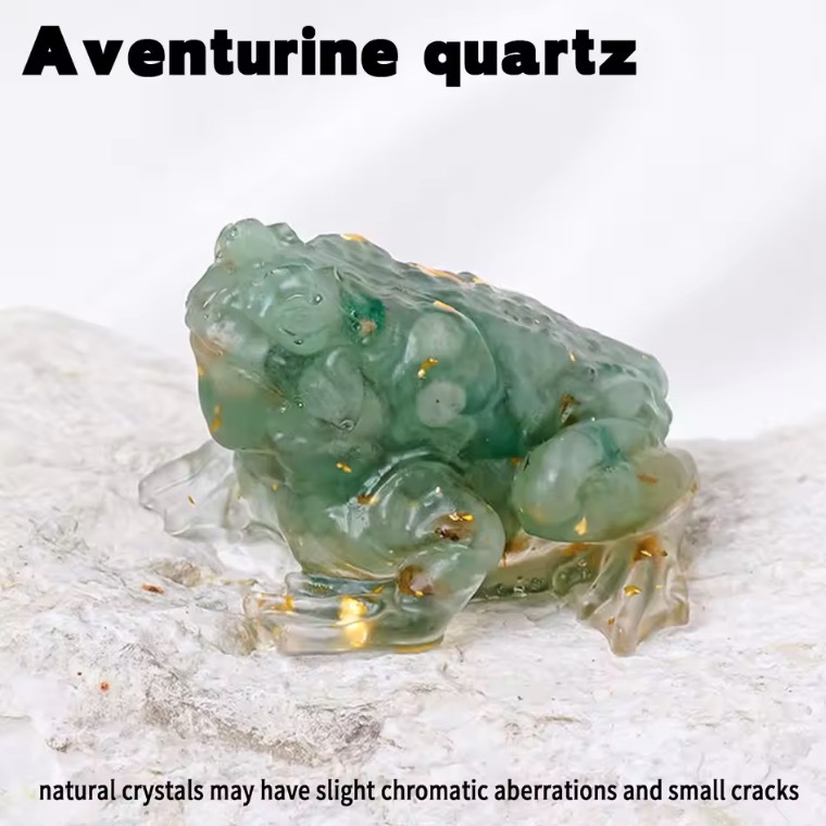 Natural Crystal Crushed Stone Epoxy Resin Bufonid Meditation Gift Home Decor DIY Magic Witch Animal Image Decoration Gift