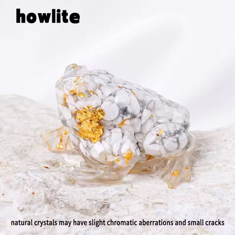 Natural Crystal Crushed Stone Epoxy Resin Bufonid Meditation Gift Home Decor DIY Magic Witch Animal Image Decoration Gift