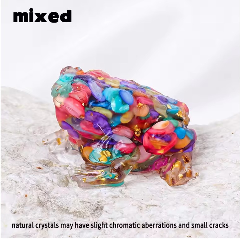 Natural Crystal Crushed Stone Epoxy Resin Bufonid Meditation Gift Home Decor DIY Magic Witch Animal Image Decoration Gift