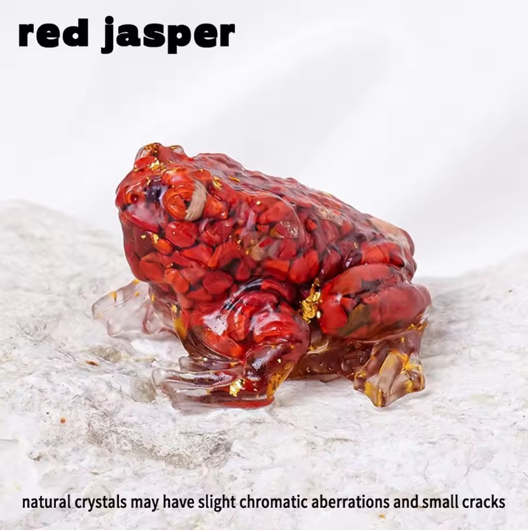 Natural Crystal Crushed Stone Epoxy Resin Bufonid Meditation Gift Home Decor DIY Magic Witch Animal Image Decoration Gift