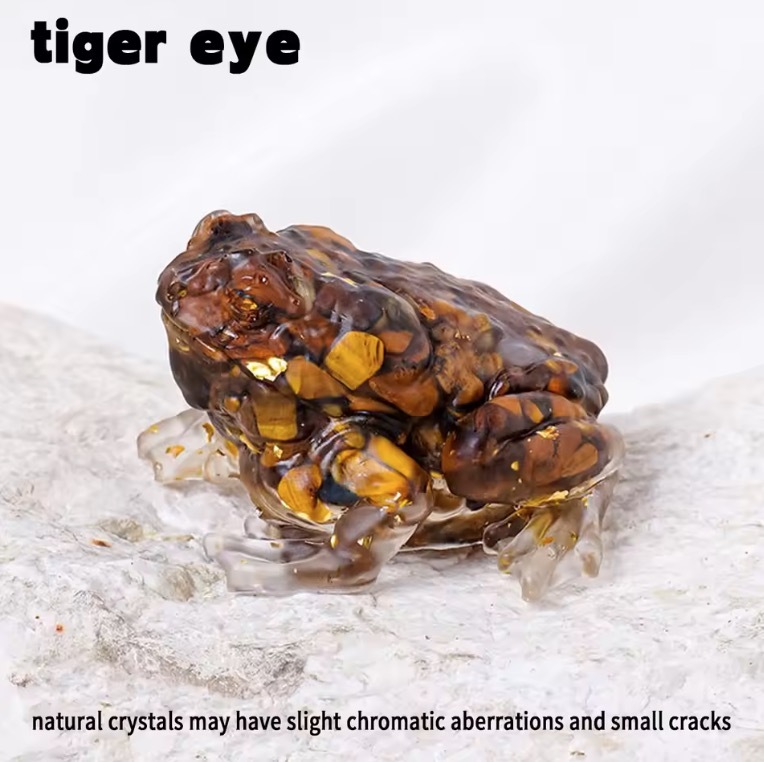 Natural Crystal Crushed Stone Epoxy Resin Bufonid Meditation Gift Home Decor DIY Magic Witch Animal Image Decoration Gift