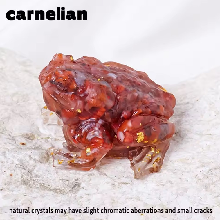 Natural Crystal Crushed Stone Epoxy Resin Bufonid Meditation Gift Home Decor DIY Magic Witch Animal Image Decoration Gift