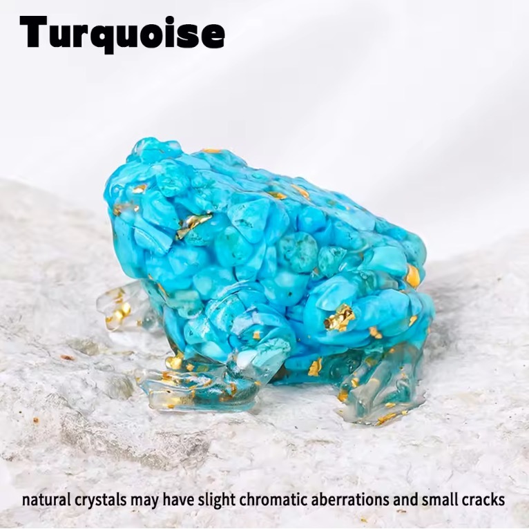 Natural Crystal Crushed Stone Epoxy Resin Bufonid Meditation Gift Home Decor DIY Magic Witch Animal Image Decoration Gift