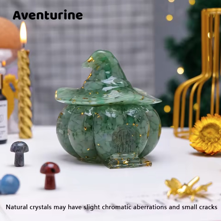 Natural Crystal Amethyst Gravel Gumming Resin Pumpkin Skull Hallowmas Decorative Gift Desktop Storage Household Supplies