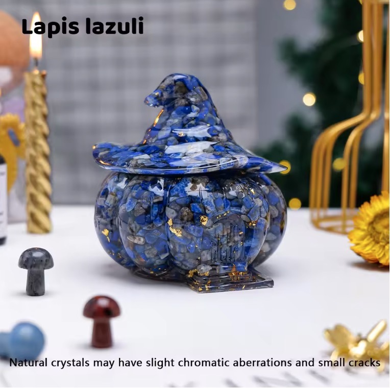 Natural Crystal Amethyst Gravel Gumming Resin Pumpkin Skull Hallowmas Decorative Gift Desktop Storage Household Supplies