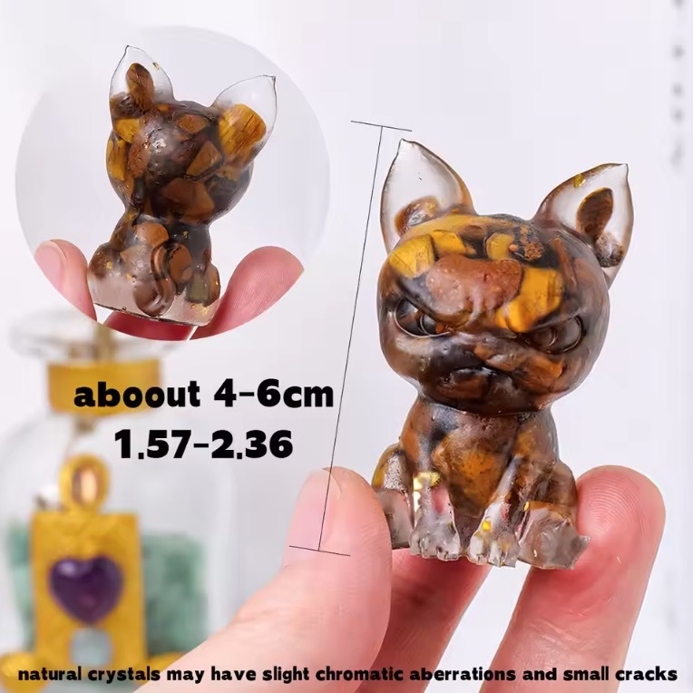 Natural Crystal Crushed Stone Epoxy Resin Dog Meditation Stone Crystal Gift For Home Decor DIY Crystal Delicate Gift