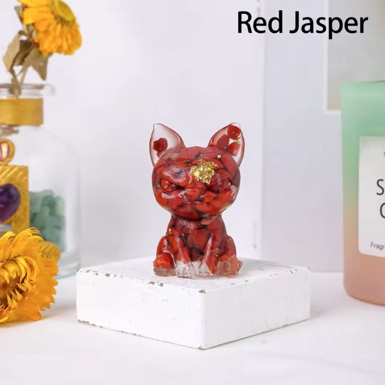 Natural Crystal Crushed Stone Epoxy Resin Dog Meditation Stone Crystal Gift For Home Decor DIY Crystal Delicate Gift