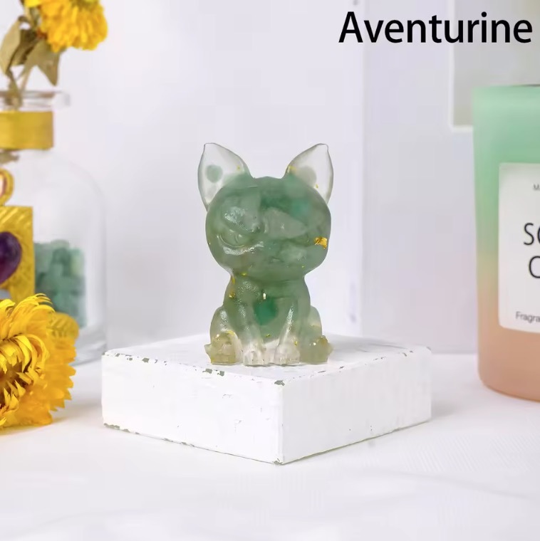 Natural Crystal Crushed Stone Epoxy Resin Dog Meditation Stone Crystal Gift For Home Decor DIY Crystal Delicate Gift