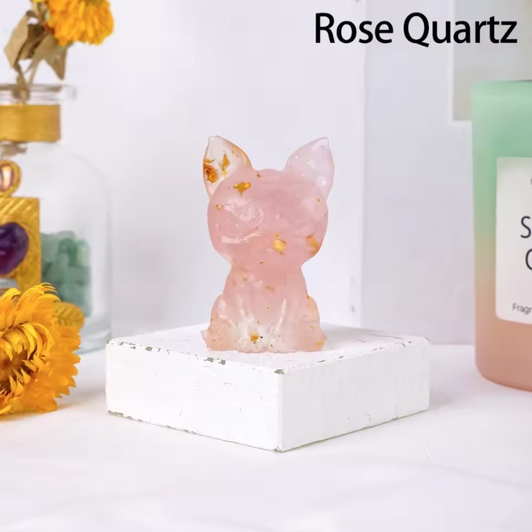 Natural Crystal Crushed Stone Epoxy Resin Dog Meditation Stone Crystal Gift For Home Decor DIY Crystal Delicate Gift