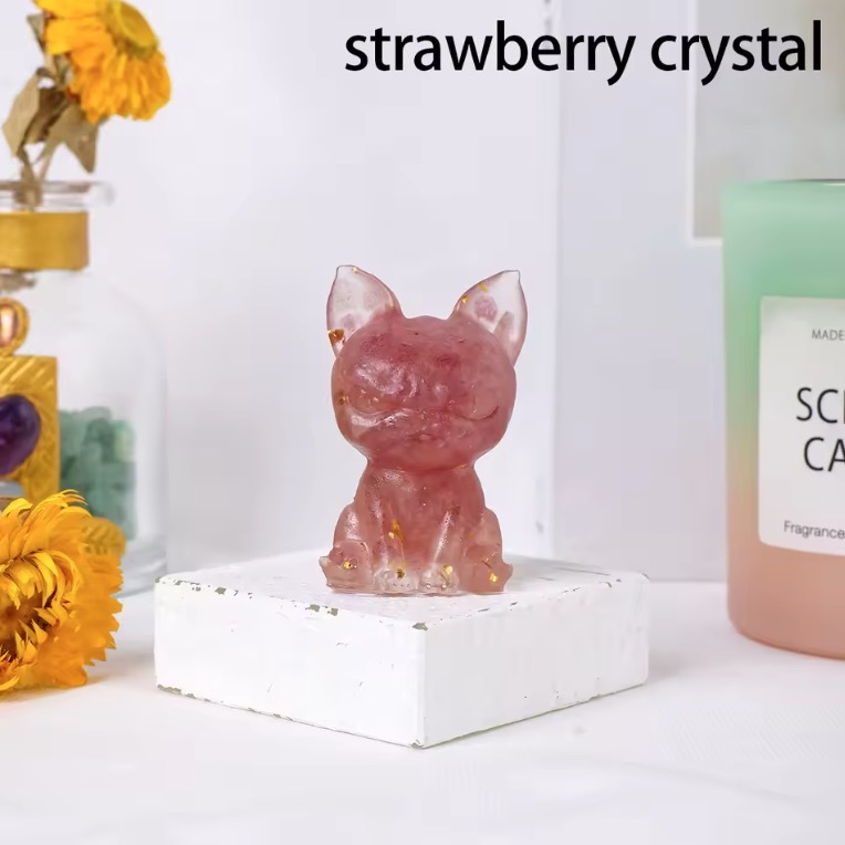 Natural Crystal Crushed Stone Epoxy Resin Dog Meditation Stone Crystal Gift For Home Decor DIY Crystal Delicate Gift