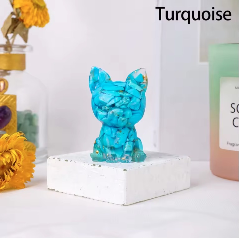 Natural Crystal Crushed Stone Epoxy Resin Dog Meditation Stone Crystal Gift For Home Decor DIY Crystal Delicate Gift