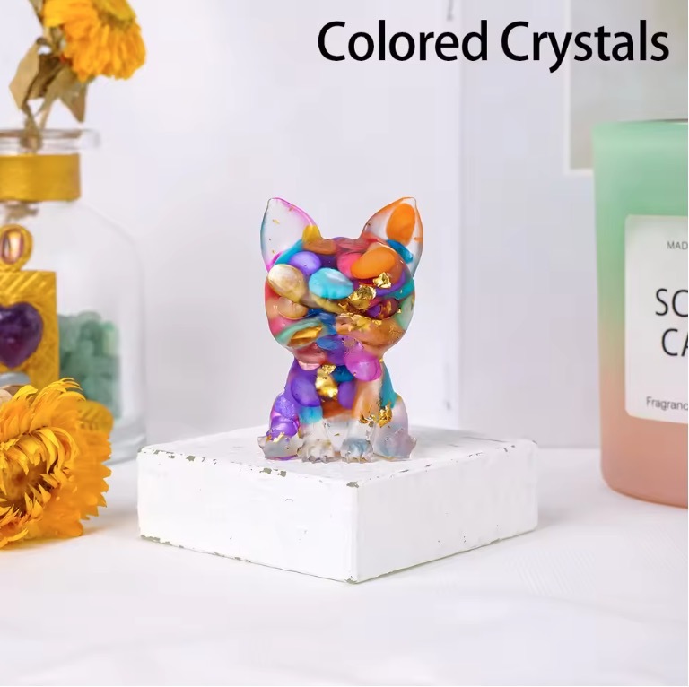 Natural Crystal Crushed Stone Epoxy Resin Dog Meditation Stone Crystal Gift For Home Decor DIY Crystal Delicate Gift
