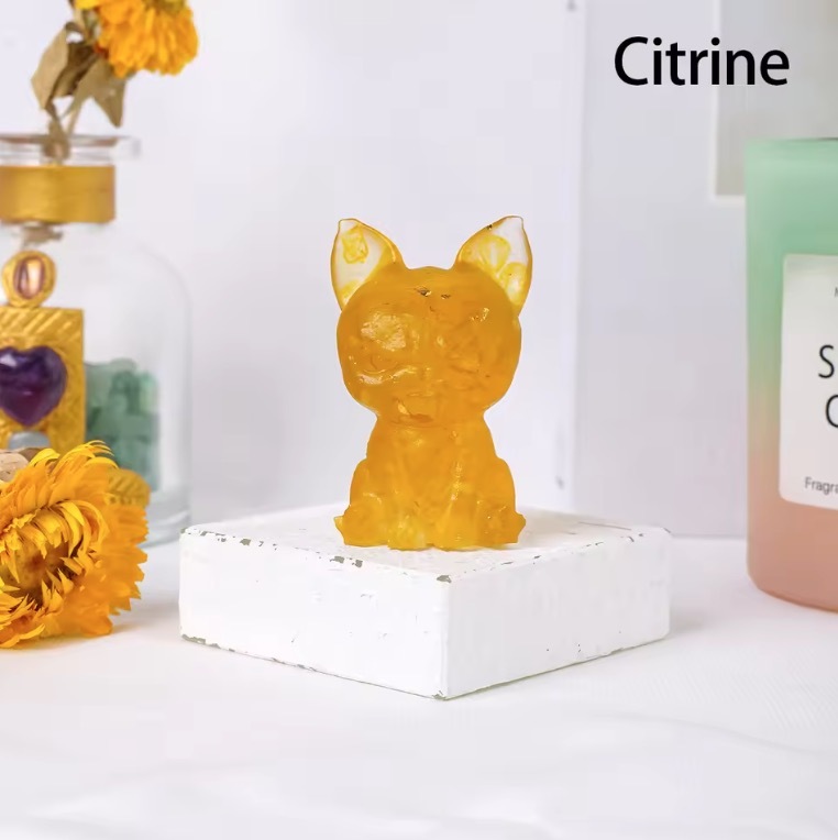 Natural Crystal Crushed Stone Epoxy Resin Dog Meditation Stone Crystal Gift For Home Decor DIY Crystal Delicate Gift