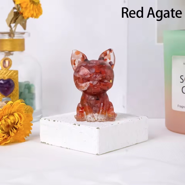 Natural Crystal Crushed Stone Epoxy Resin Dog Meditation Stone Crystal Gift For Home Decor DIY Crystal Delicate Gift