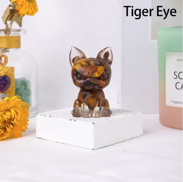 Natural Crystal Crushed Stone Epoxy Resin Dog Meditation Stone Crystal Gift For Home Decor DIY Crystal Delicate Gift