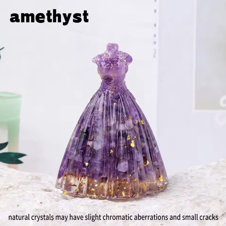 Natural Crystal Macadam Drop Glue Resin Angel Reiki Healing Figurine Home Decoration Trinket Craft Gift Household Supplies