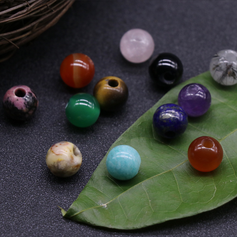 Natural crystal agate jade loose beads 10mm round beads large hole 3mmdiy hand and foot chain beads spacer beads