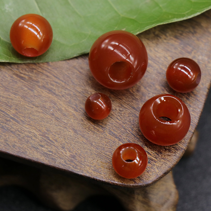 6-14mm red agate large hole round beads scattered beads hole diameter 2-5mm DIY woven jewelry