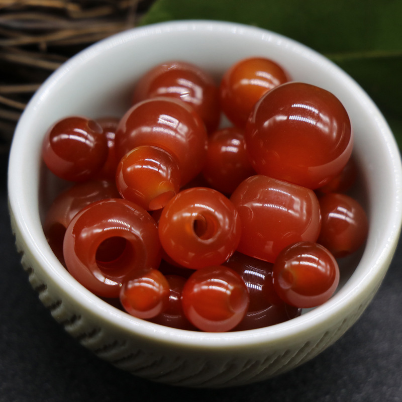 6-14mm red agate large hole round beads scattered beads hole diameter 2-5mm DIY woven jewelry
