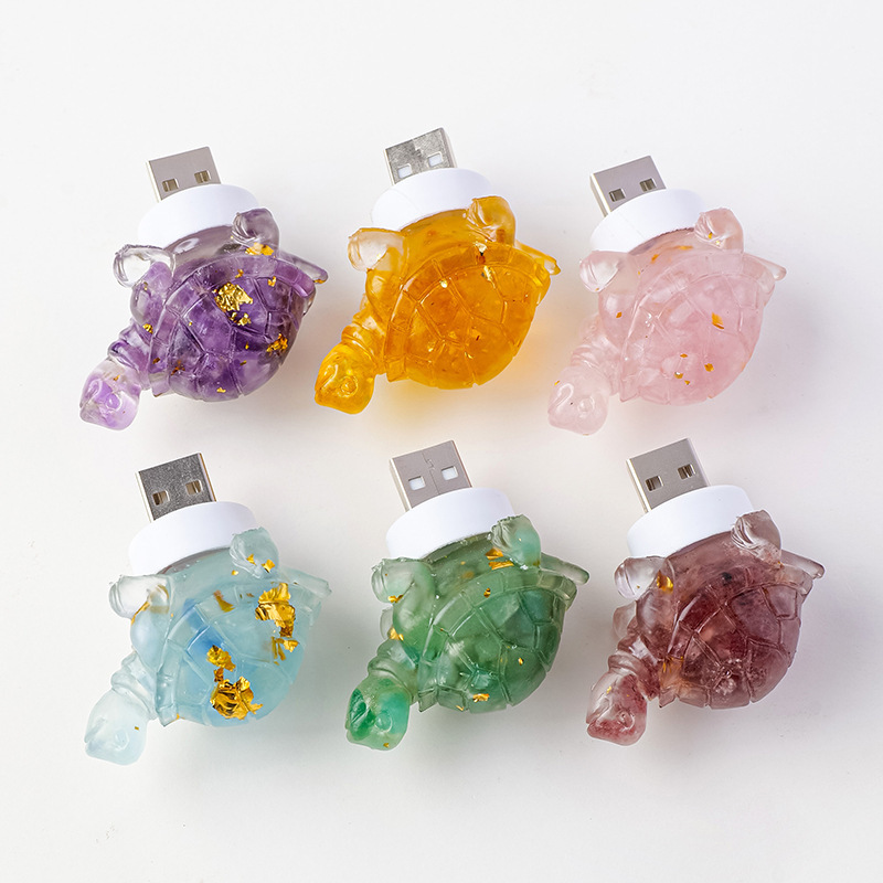 Natural Crystal Turtle Night Aromatherapy Demagnetized Stone Atmosphere Home Decoration Gift