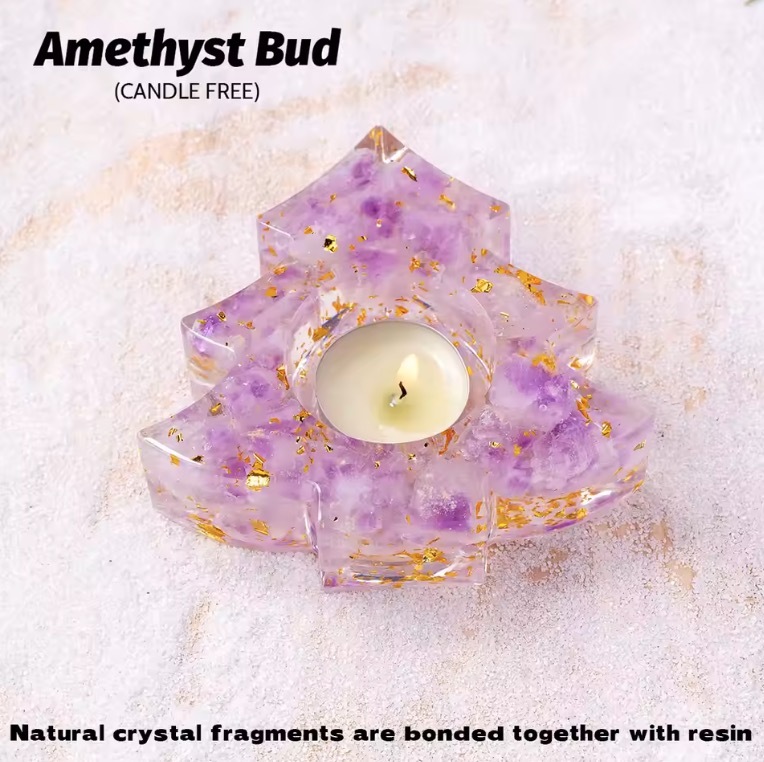Natural Crystal Resin Macadam Christmas Trees Festive Tabletop Decoration Candlestick Candle Holder Crafts Home Decoration