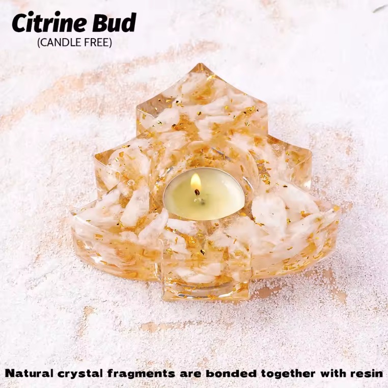 Natural Crystal Resin Macadam Christmas Trees Festive Tabletop Decoration Candlestick Candle Holder Crafts Home Decoration