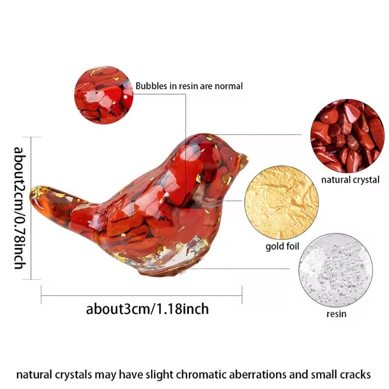 Natural Crystal Resin Amethyst Macadam Little Birdie Christmas Tabletop Decoration Crafts Home Decoration