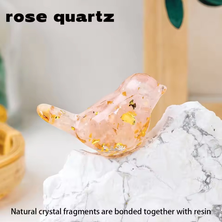 Natural Crystal Resin Amethyst Macadam Little Birdie Christmas Tabletop Decoration Crafts Home Decoration