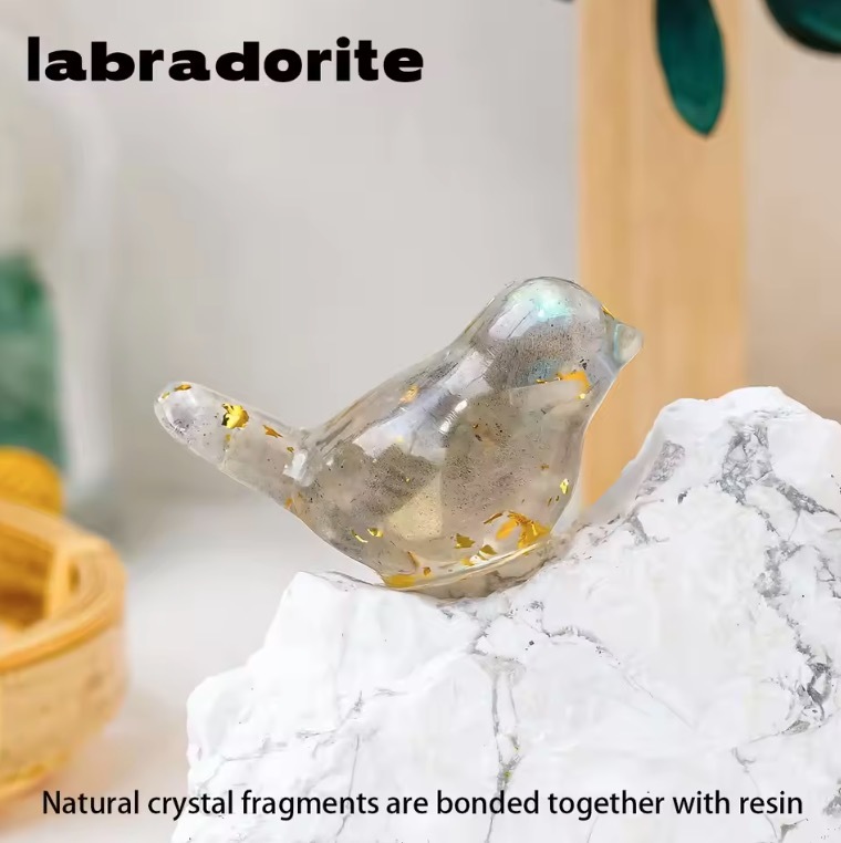 Natural Crystal Resin Amethyst Macadam Little Birdie Christmas Tabletop Decoration Crafts Home Decoration
