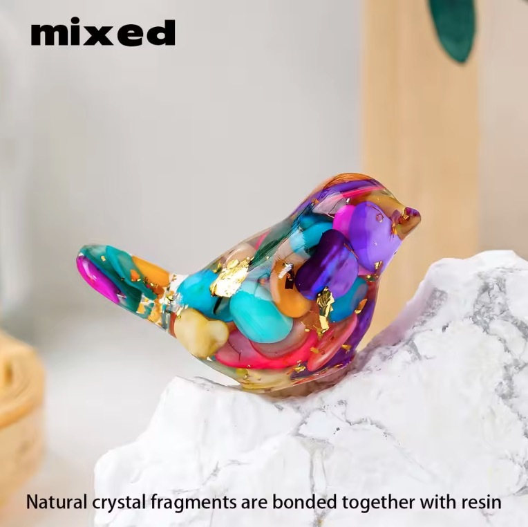 Natural Crystal Resin Amethyst Macadam Little Birdie Christmas Tabletop Decoration Crafts Home Decoration