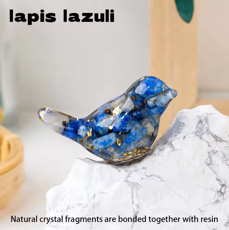 Natural Crystal Resin Amethyst Macadam Little Birdie Christmas Tabletop Decoration Crafts Home Decoration